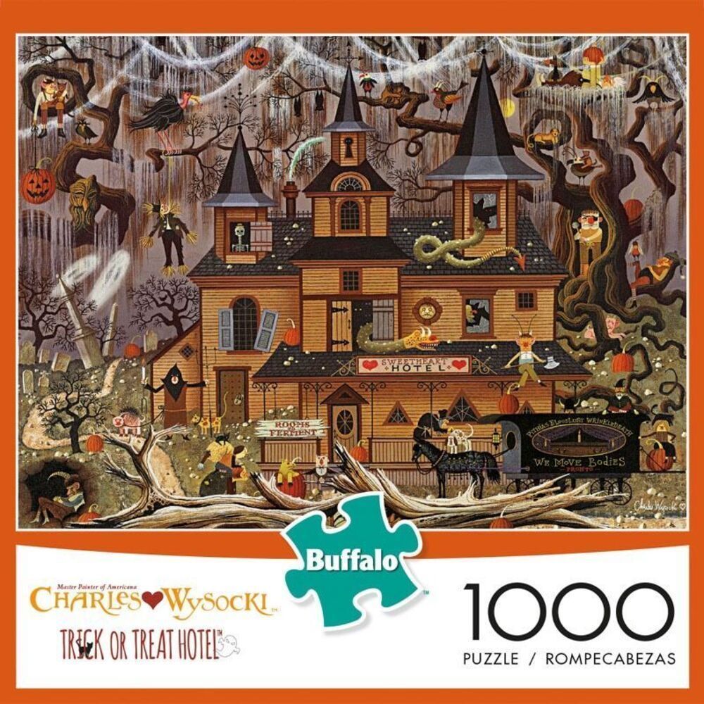 Buffalo Games 1PC MISSING 1000-Piece Trick or Treat Hotel Charles Wysocki